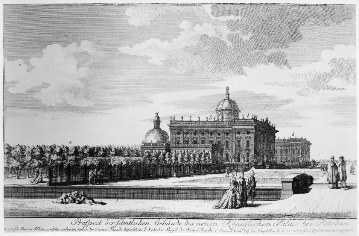 Gesamtanlage des Neuen Palais (in zwei Teilen, linke Hälfte)