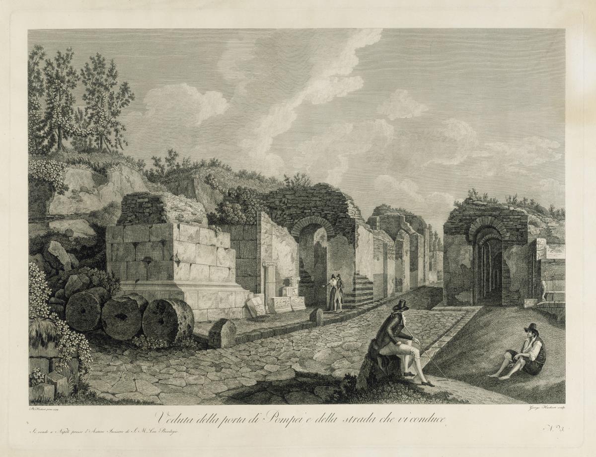 Veduta della porta di Pompei e della strada che vi conduce