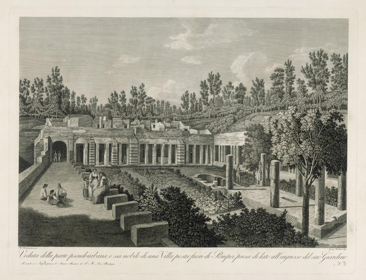 Veduta della parte pseudourbana, o sia nobile di una Villa posta fuori di Pompei, presa di lato all'ingresso del suo Giardino
