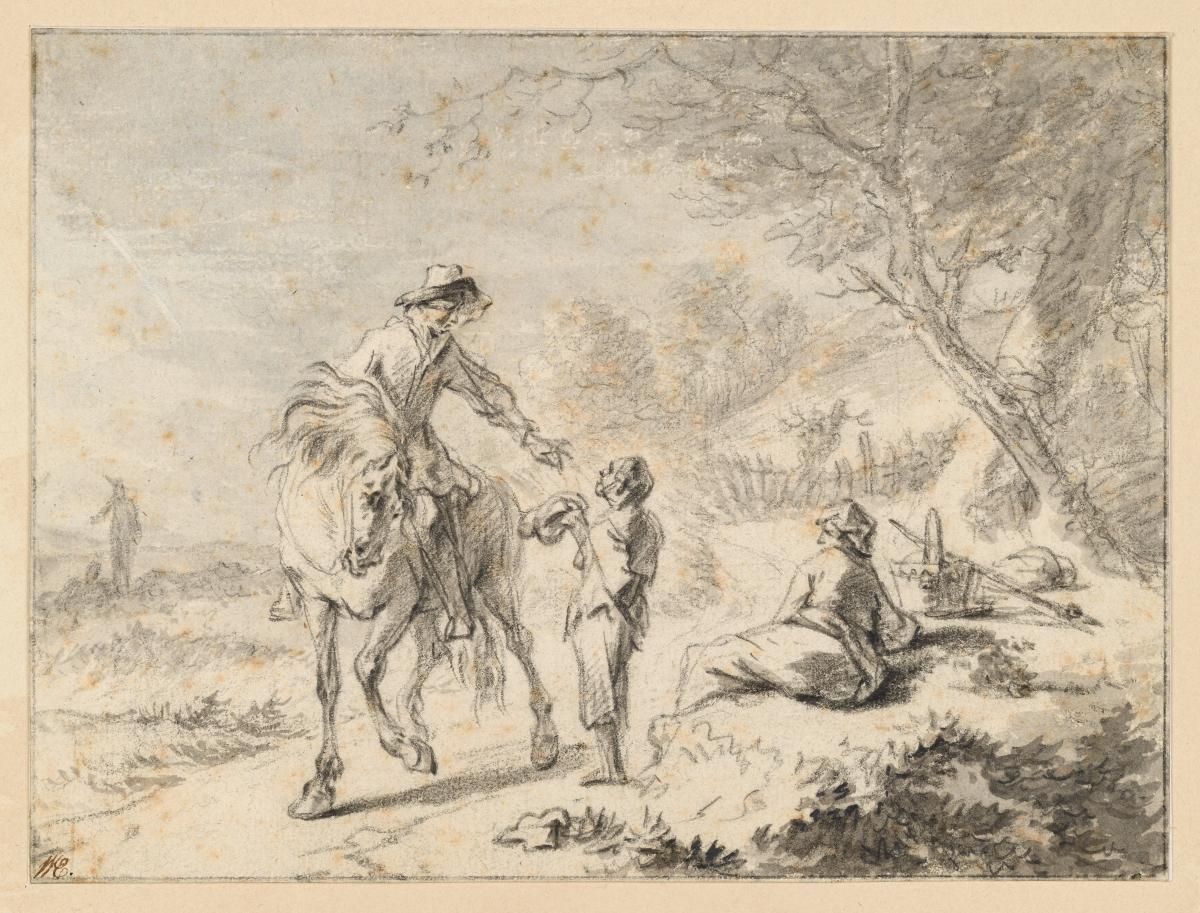 Landschaft mit Reiter und Bettler