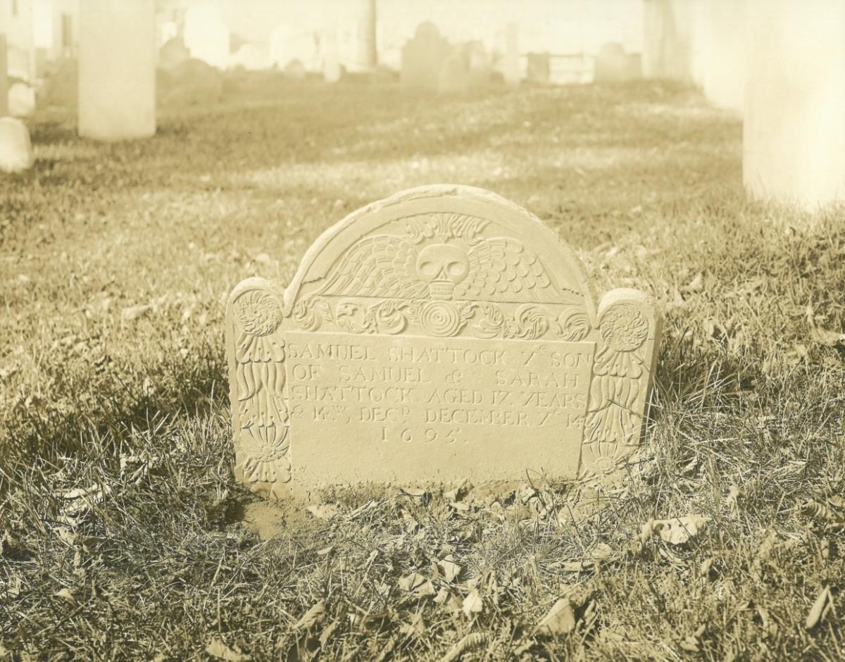 Salem, Friedhof, Grabstein: Samuel Shattock
