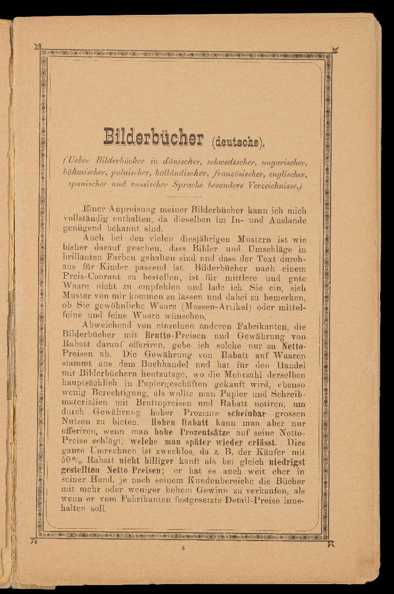 Verzeichnis der hauptsächlichsten Artikel aus den Fabriken von Gustav Kühn, Neuruppin, erste und älteste Fabrik der Neuruppiner Bilderbogen und Bilderbücher