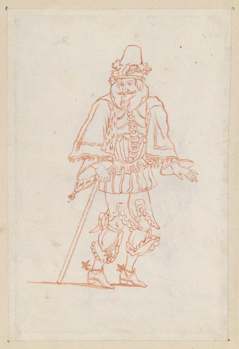 Theaterfigurine, Fantasiekostüm: Herr in frühbarocker Kleidung