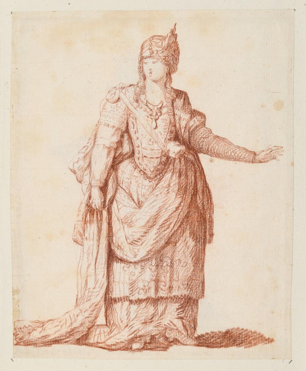 Theaterfigurine, Fantasiekostüm: Frau in Theaterkostüm