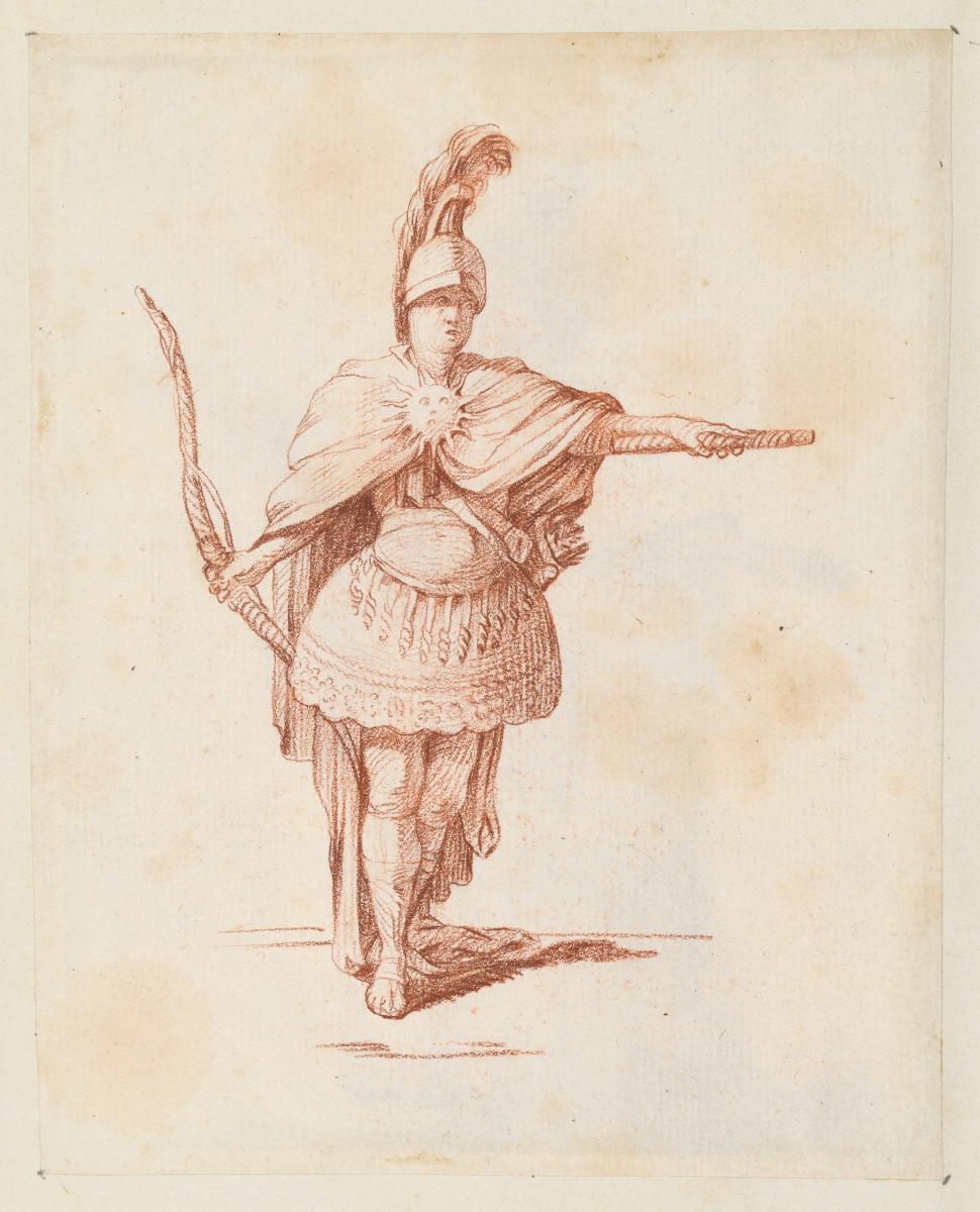 Theaterfigurine, Fantasiekostüm: Theaterkostüm mit Helm und Bogen