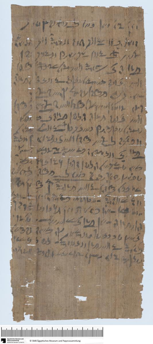 Demotischer Papyrus, Hochformatbrief, u.a. über Brotlieferungen