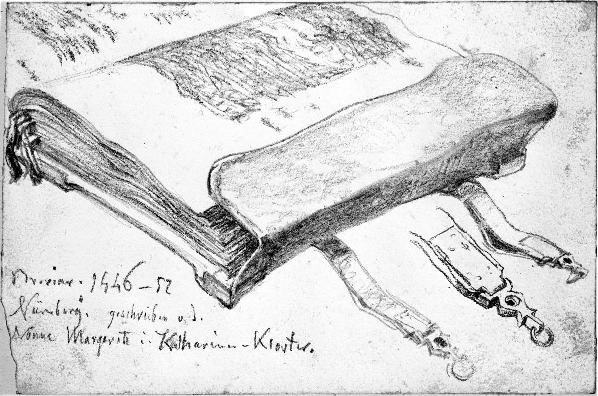 Brevier mit Lederschließen aus Nürnberg von 1446 - 1452, geschrieben von der Nonne Margareta Karthäuserin im Katharinenkloster