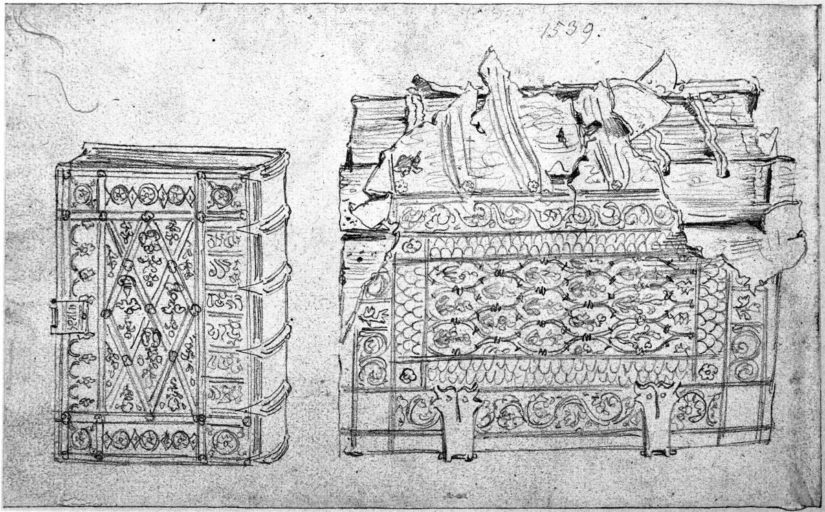 Gotischer Bucheinband und Foliant von 1539