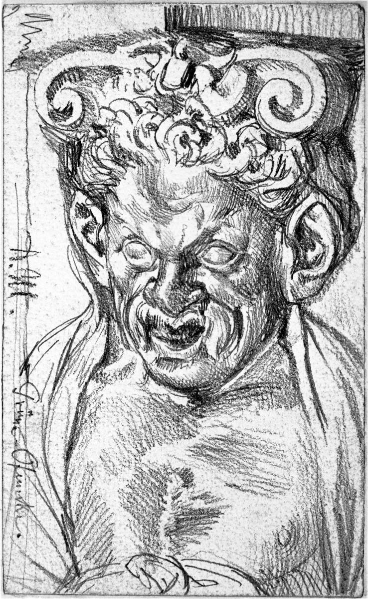 Ofenkachel mit Satyrkopf