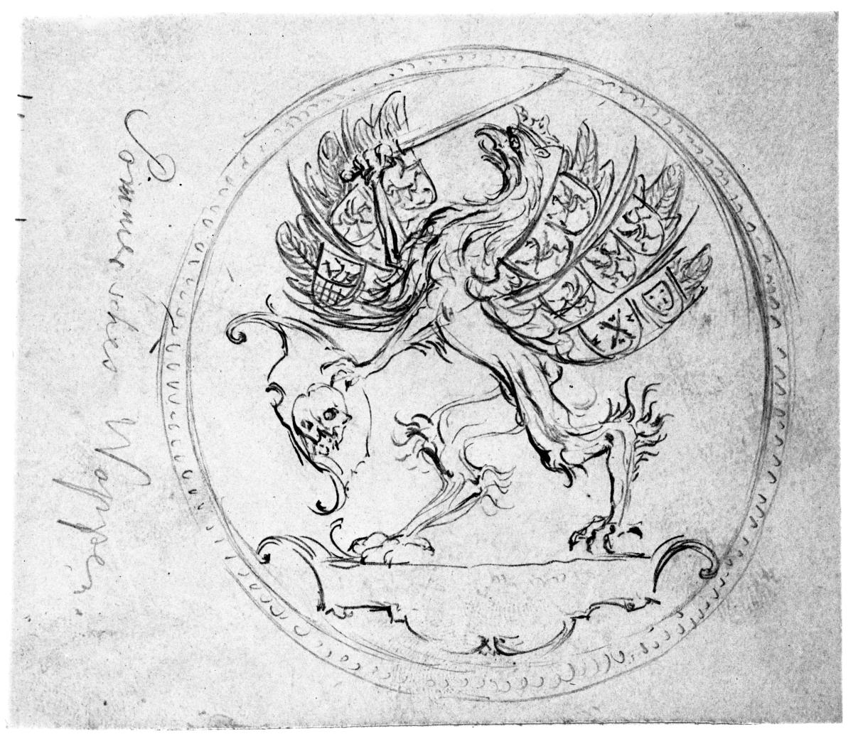 Pommersches Wappen um 1750 mit geflügeltem Greif