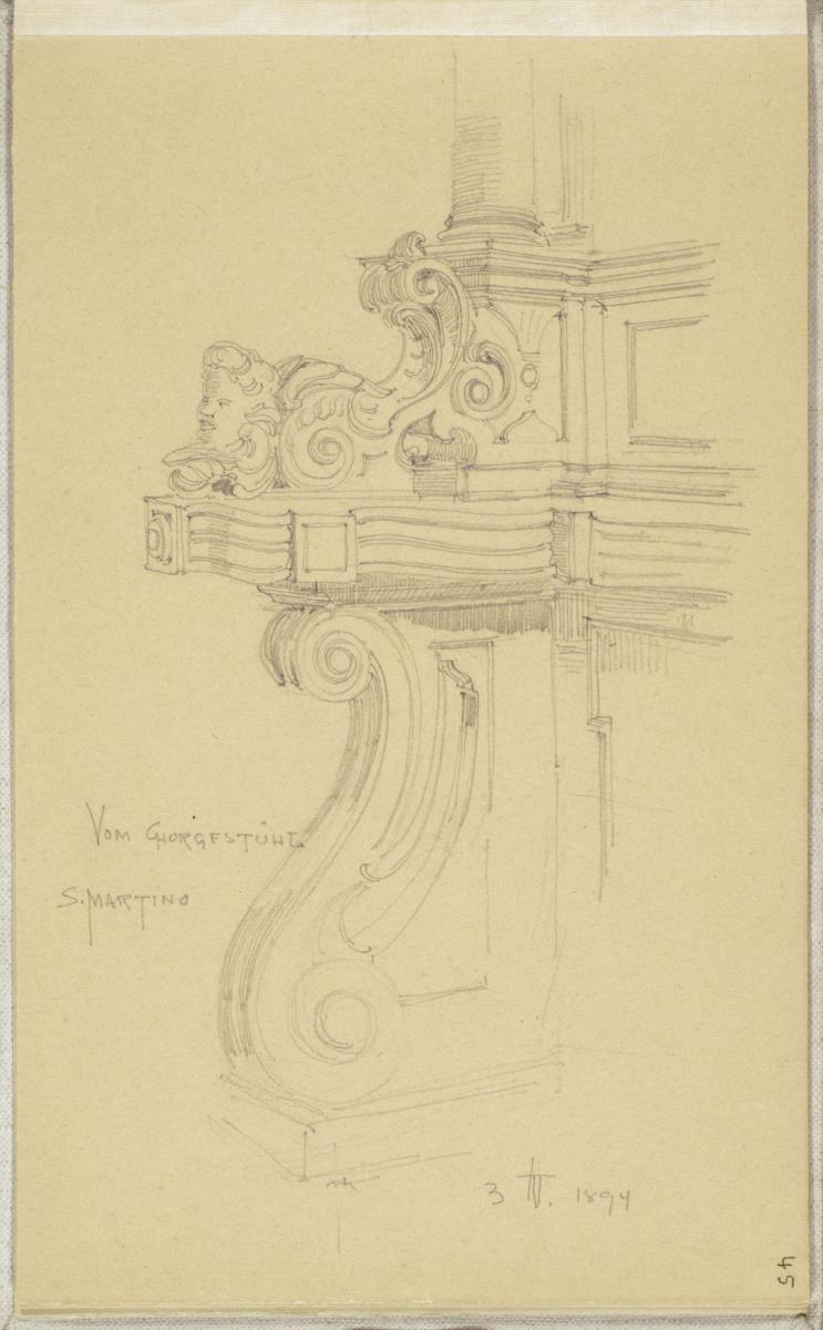 Reisskizze, S. Martino. Chorgestühl