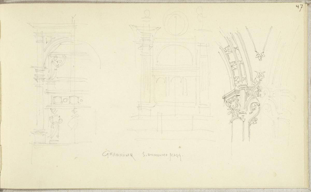 Reiseskizze, Rom S. Domenico  Magg. Grabmäler