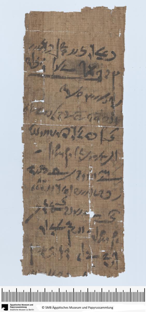 Demotischer Papyrus, Hochformatbrief, Bitte um Zusendung von Gerste für "das Volk hier" (535 Personen)