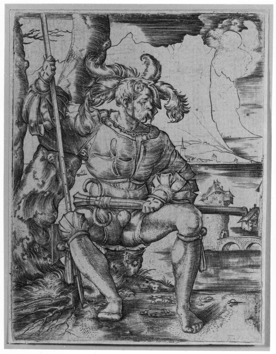 Sitzender Söldner