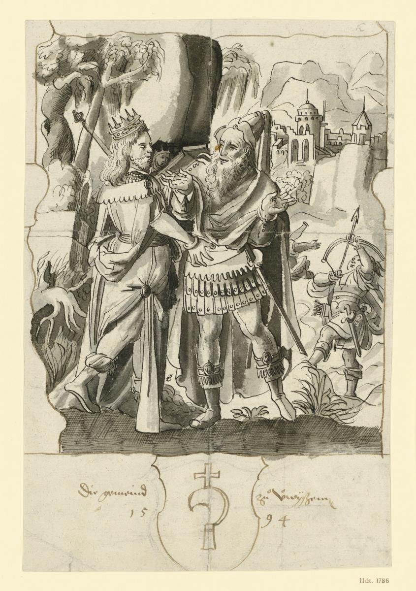 Saul und sein Feldherr Abner in der Wüste Siph, David suchend