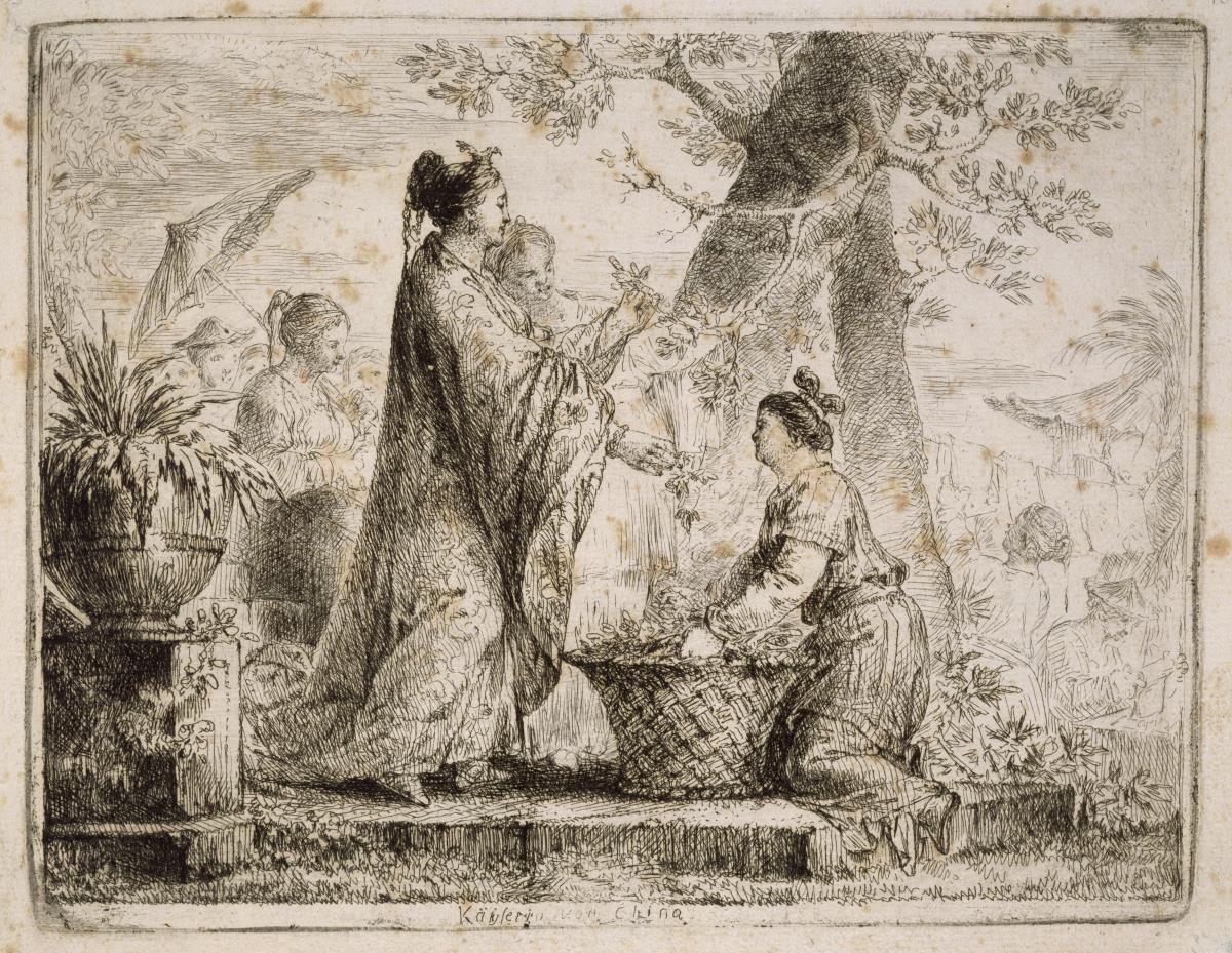 Die Kaiserin von China bei der Maulbeerernte