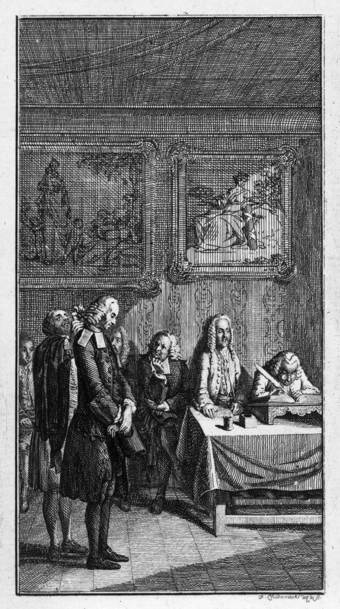 Sebaldus Nothanker. Bl. 1: Sebaldus vor dem Consistorium, als er abgesetzt wird