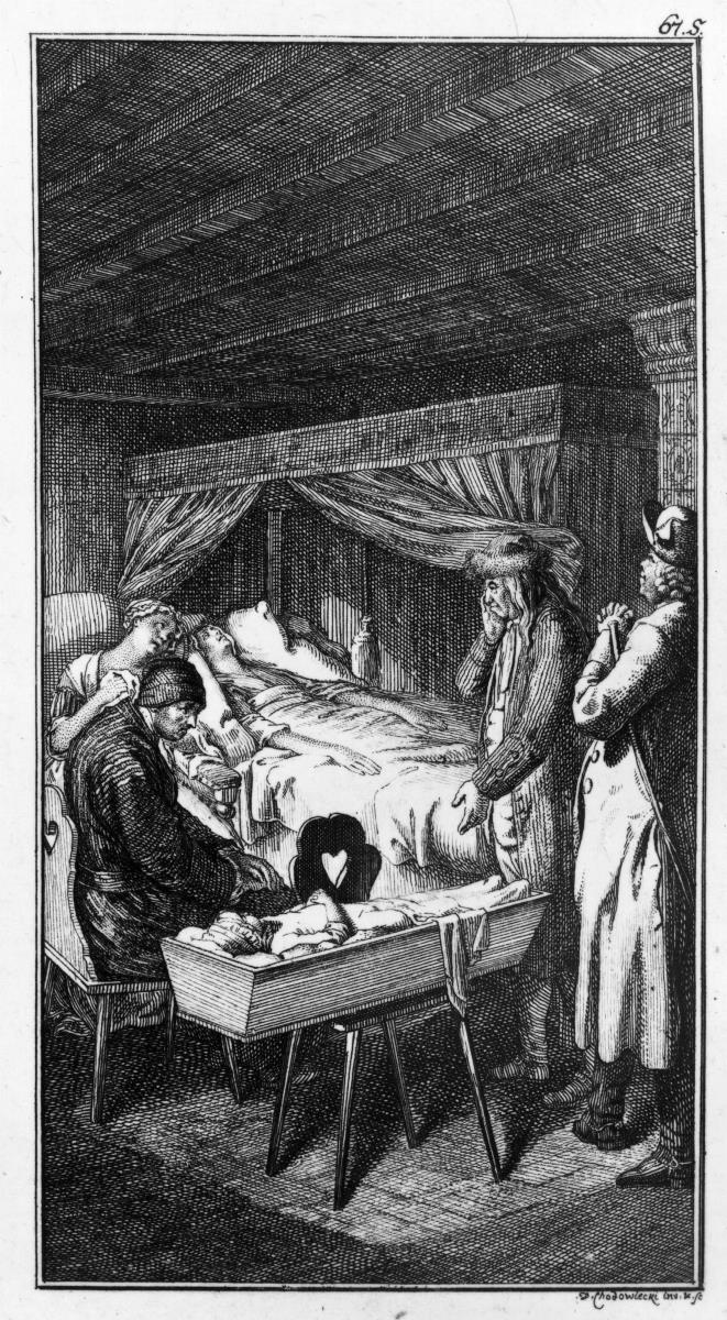 Sebaldus Nothanker. Bl. 8: Sebaldus am Sterbebette seiner Frau und seiner Charlotte (Wiederholung von Bl. 3)