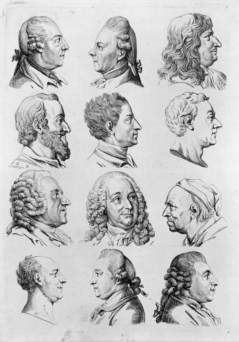 Zwölf Köpfe unbenannter berühmter Personen. Zu Lavater: Physiognomische Fragmente
