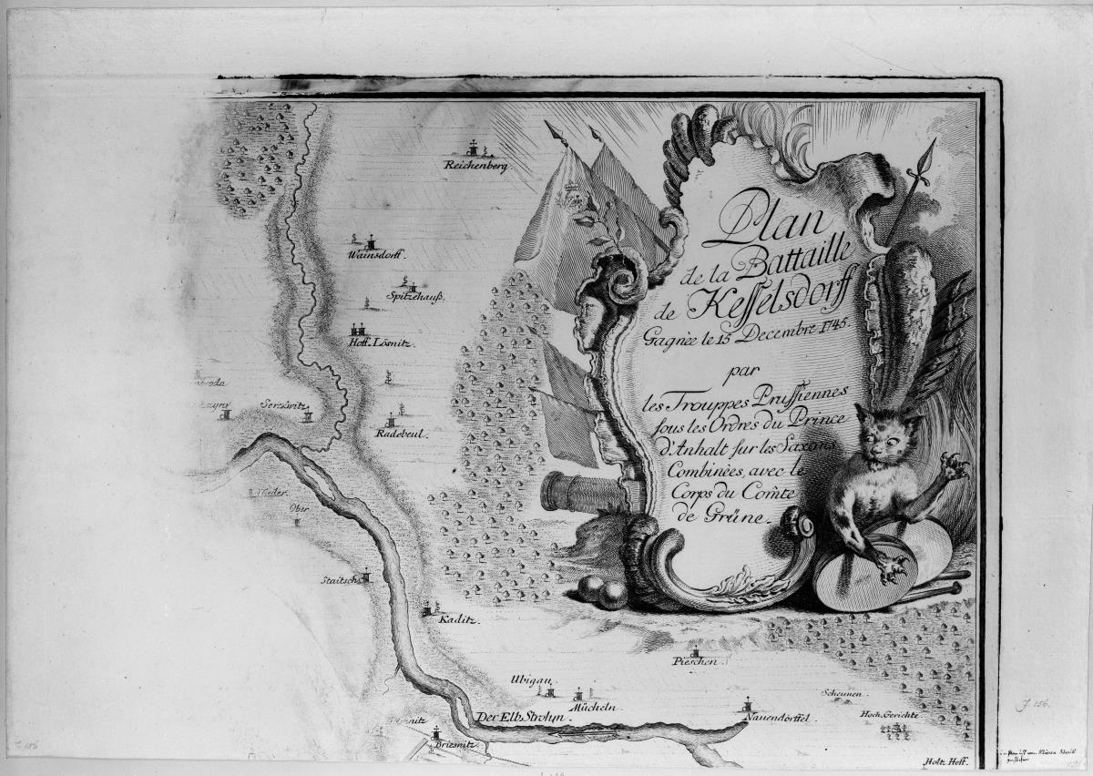Kartusche zum Plan der schlacht von Kesselsdorff 1746