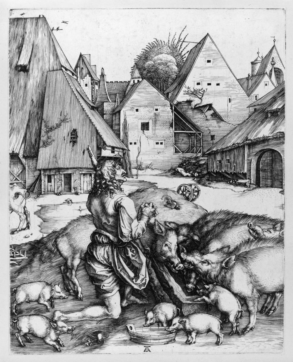 Der verlorene Sohn hütet die Schweine