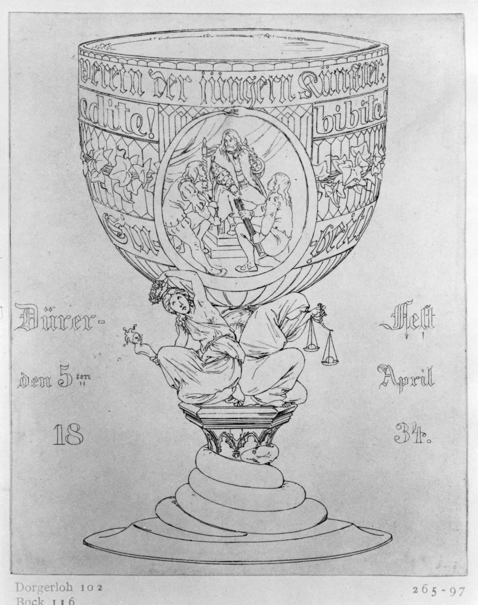 Karte zum Dürerfest des Vereins der jüngeren Künstler, 5. April 1834
