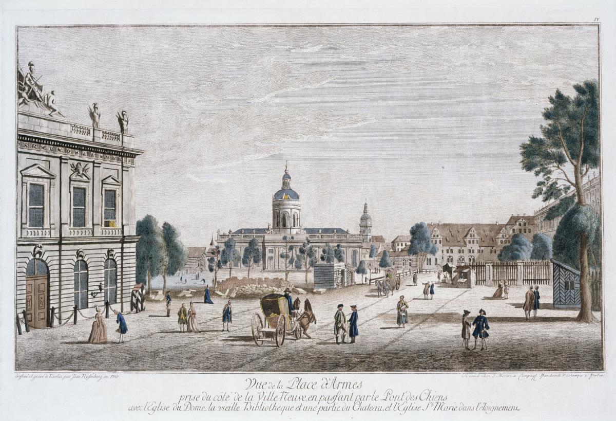 Blick zum Lustgarten auf den Dom, die alte Bibliothek und einen Teil des Schlosses