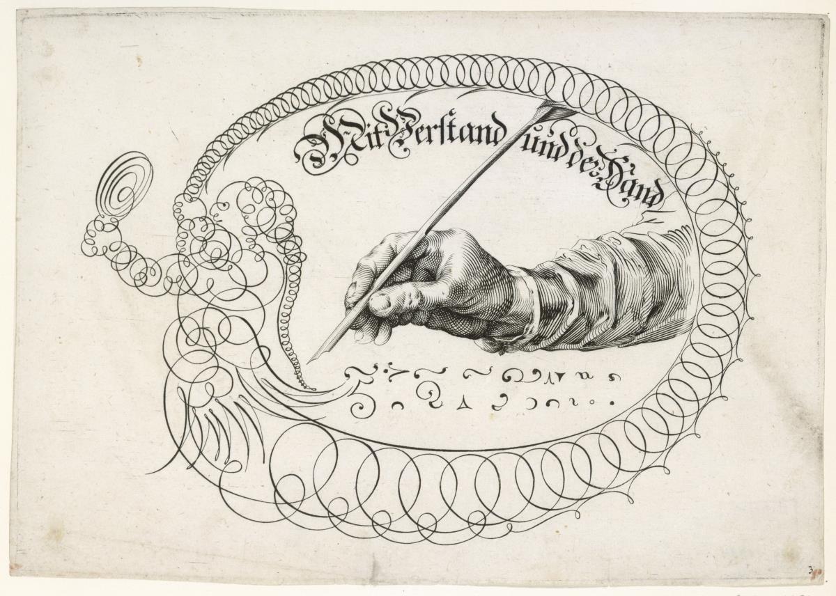 Kalligraphisches Blatt "Mit Verstand und der Hand", Deutsche Schule