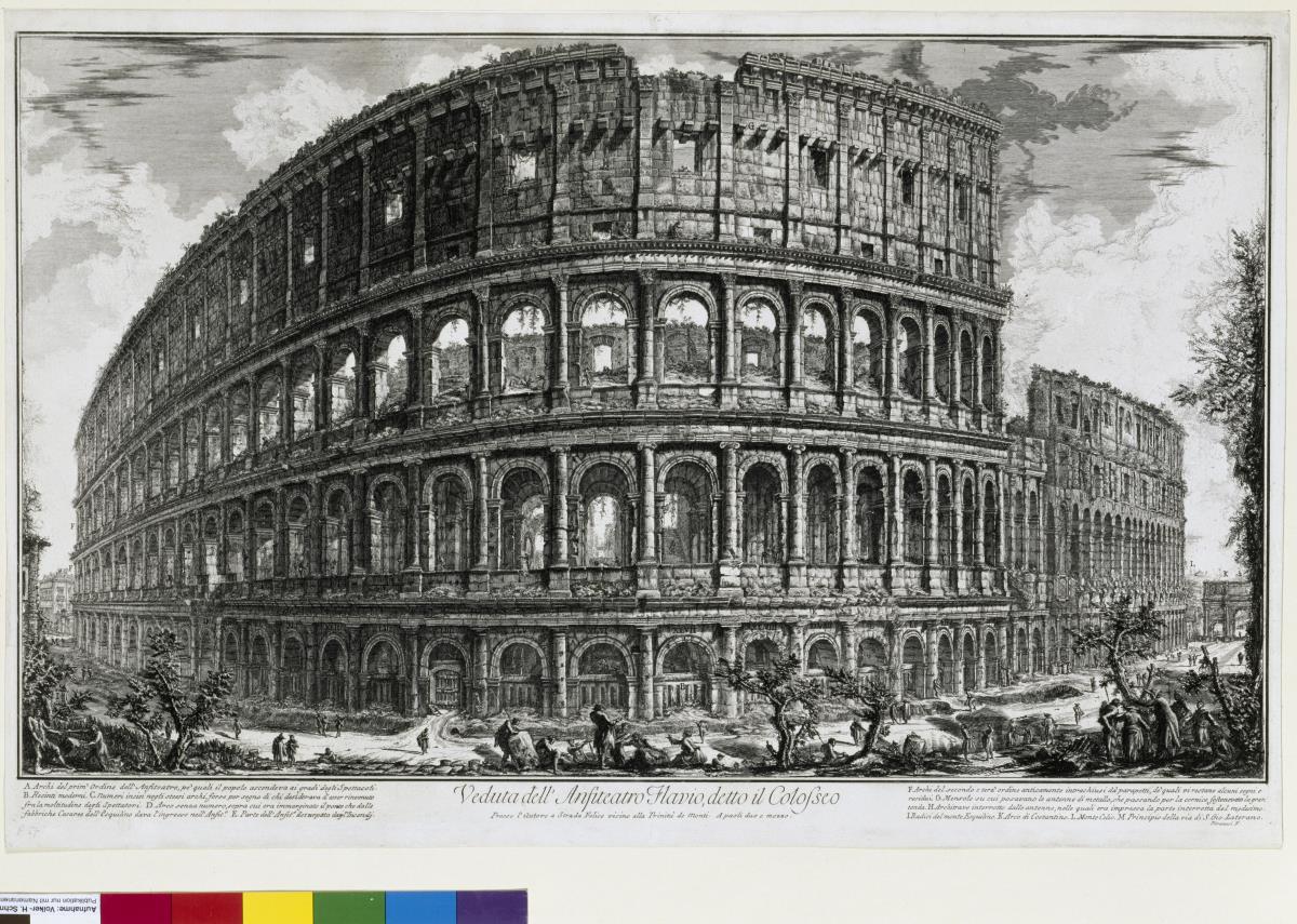 Außenansicht des Kolosseums in Rom (aus: Vedute di Roma)