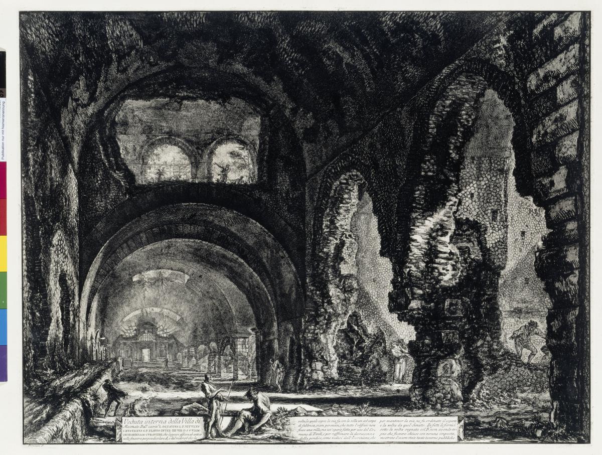 Innenansicht der Villa des Maecenas (aus: Vedute di Roma)