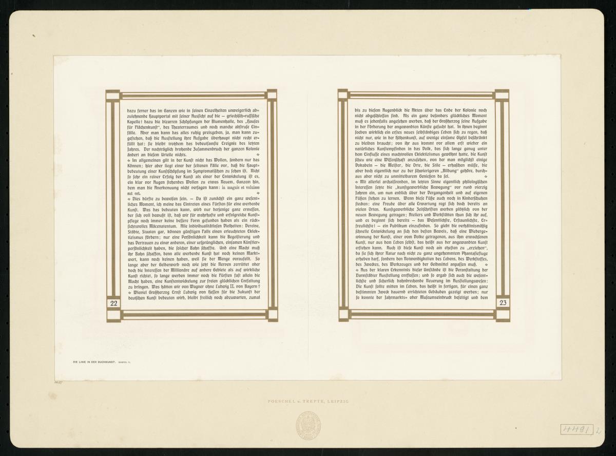 Die Linie in der Buchkunst Doppelseite mit Rahmung gesetzt in der Behrensschrift