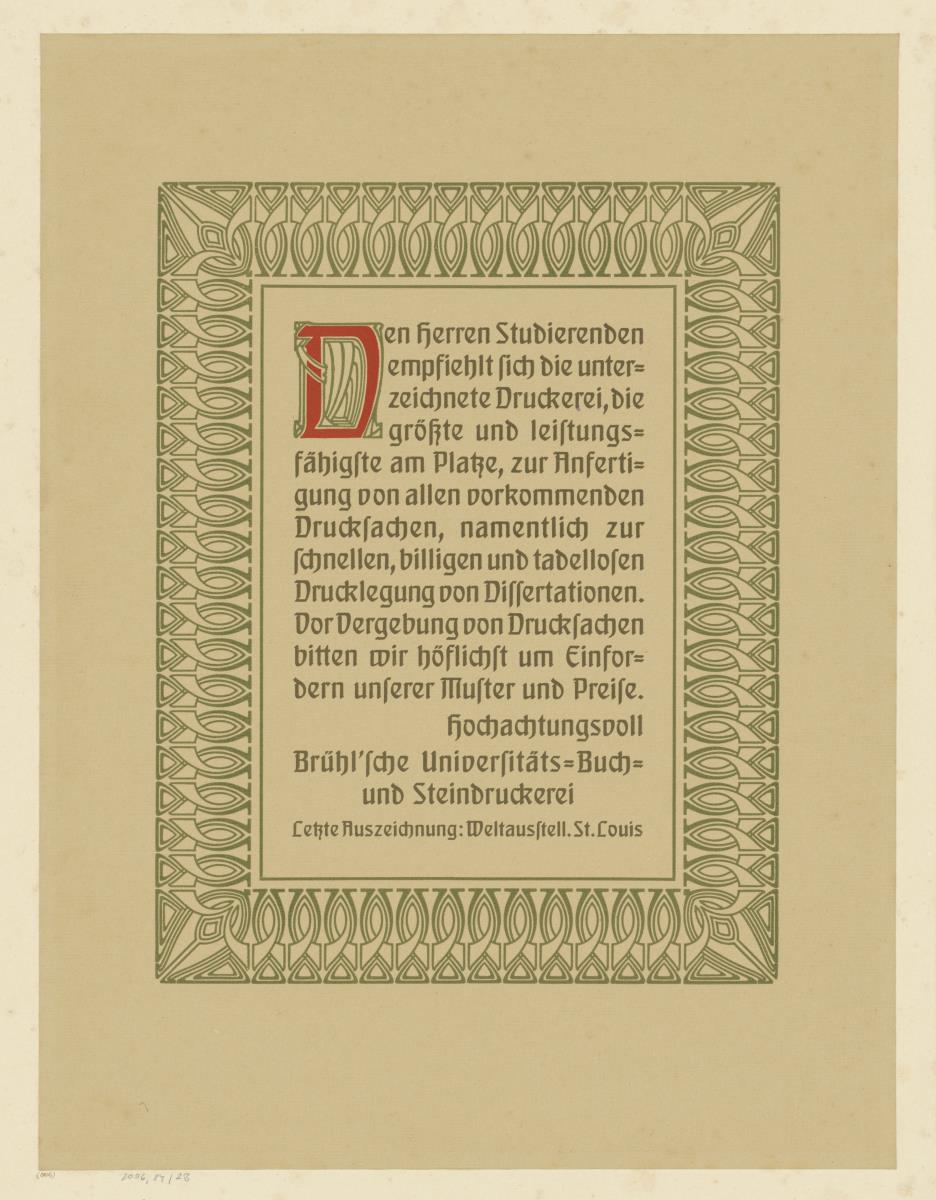 Anzeige der Brühlschen Druckerei