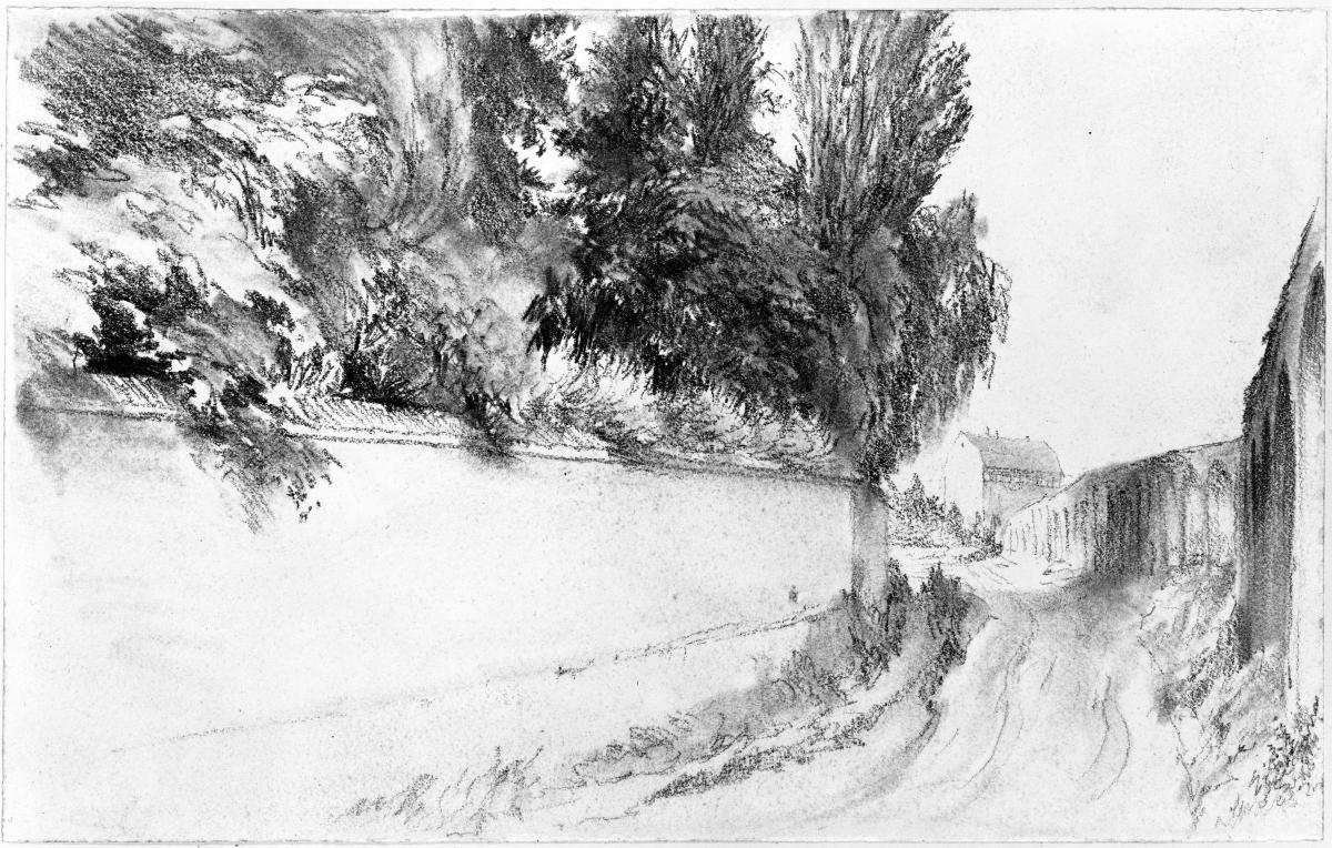 Weg an einer Parkmauer