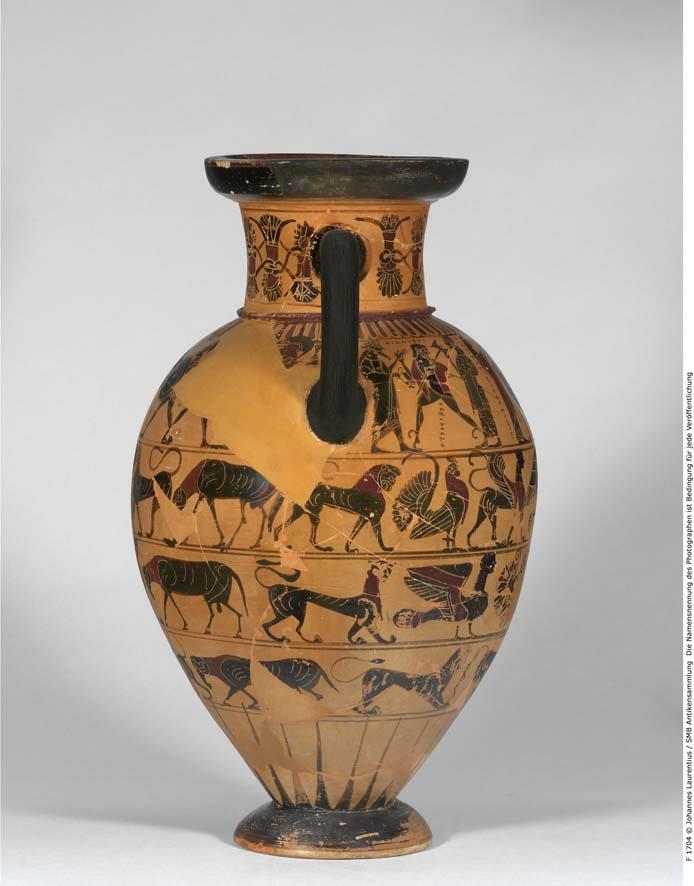 Attische, schwarzfigurige Amphora (der sog. Tyrrhenischen Gattung)