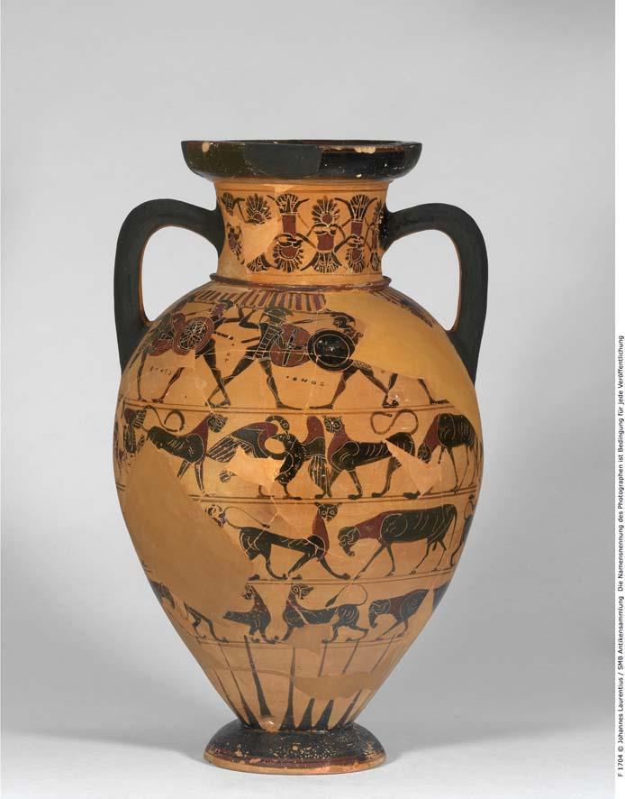 Attische, schwarzfigurige Amphora (der sog. Tyrrhenischen Gattung)