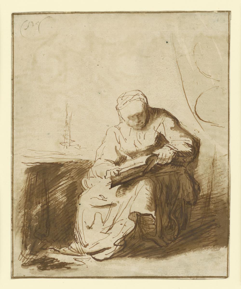 Lesende alte Frau
