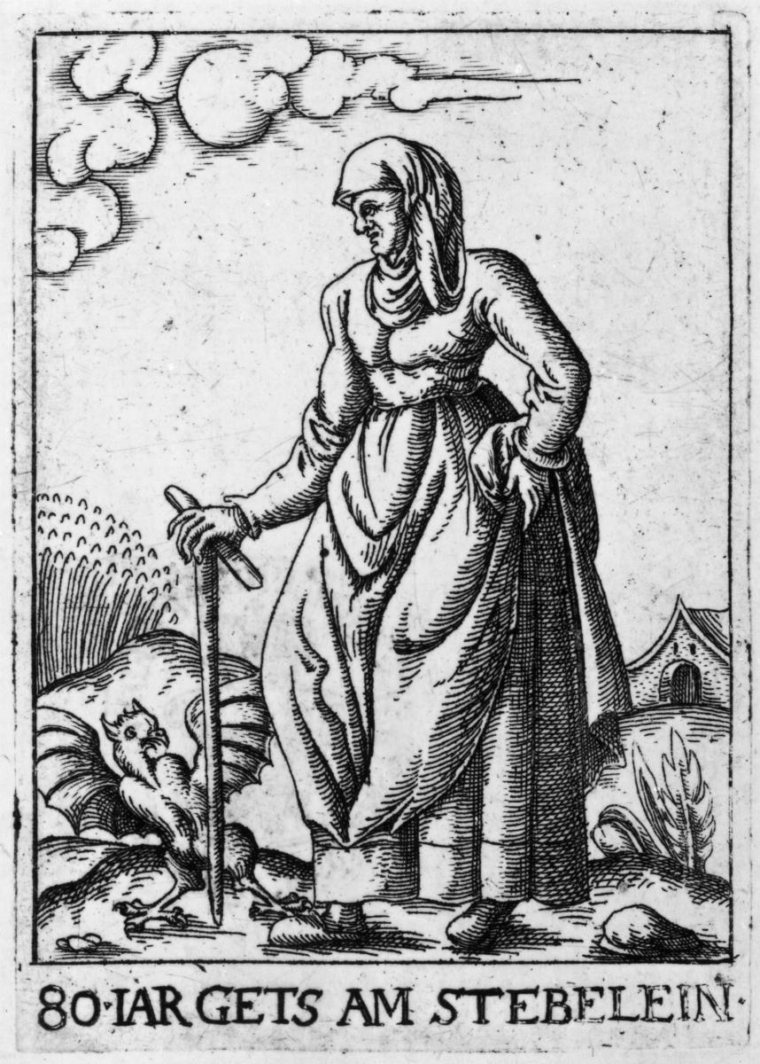 Die Altersstufen der Frau. 80-jährige Frau. Achtes Lebensalter