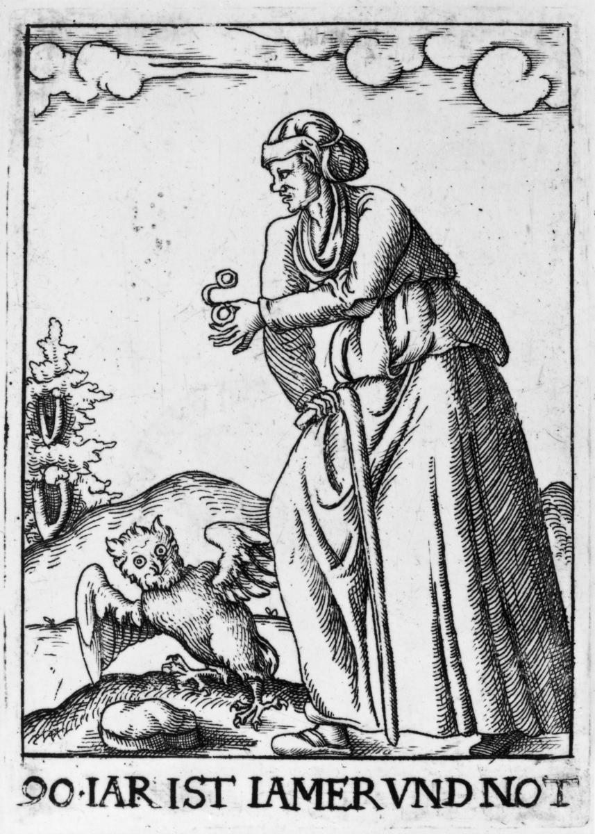 Die Altersstufen der Frau. 90-jährige Frau. Neuntes Lebensalter