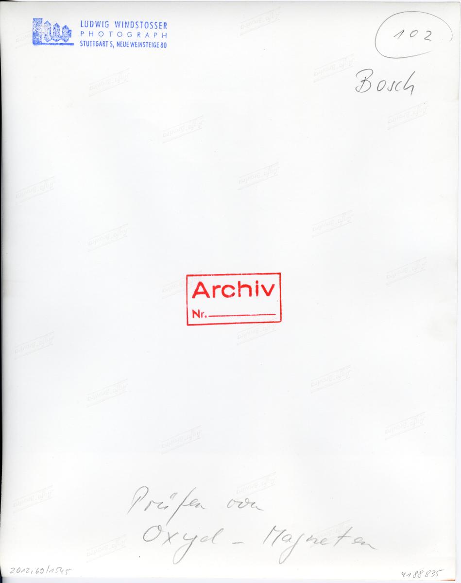 Robert Bosch GmbH, Prüfung von Oxyd-Magneten (für Magnetzünder)