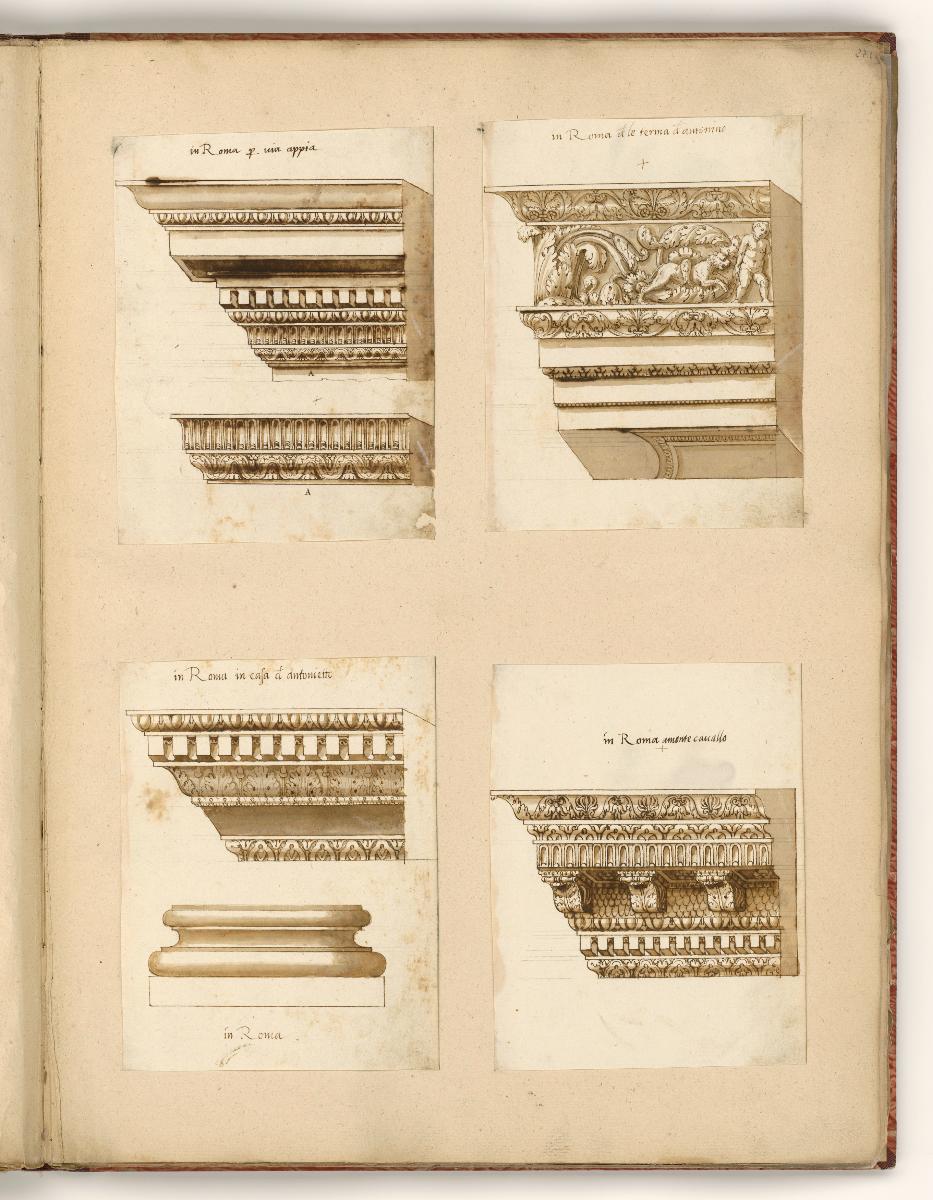 Zwei Gesimse; Friese uns Architrav; Gesims uns Säulenbasis, Konsolengesims