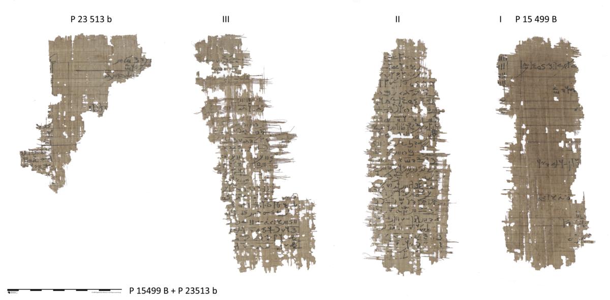 Demotischer Papyrus mit dem sog. "Thotbuch" (Pap. Berlin P 15499 a + P 15499 b I-III + P 23513 a-c)