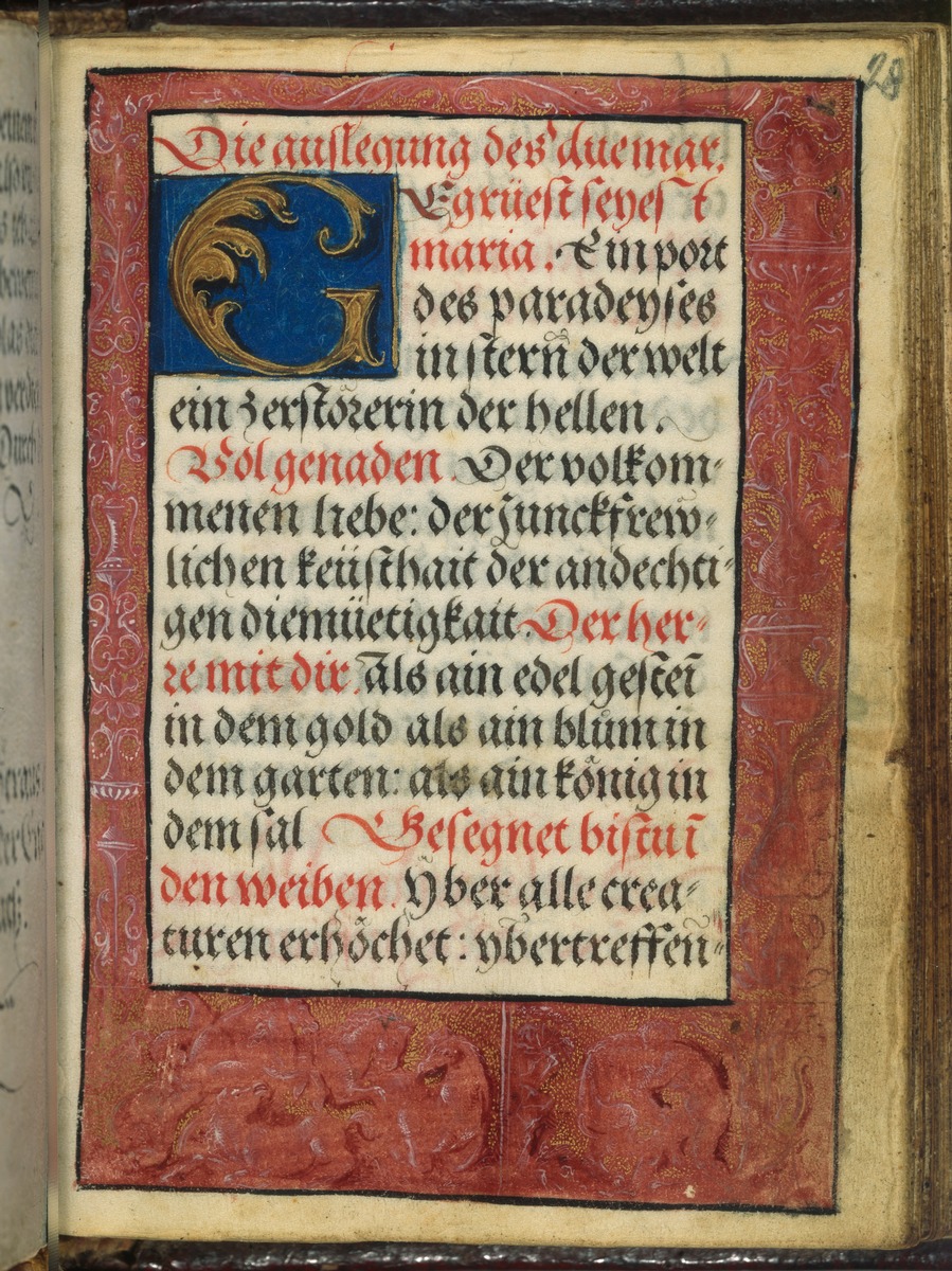 Gebetbuch des Matthäus Schwarz. Textseite mit Schmuckrahmung