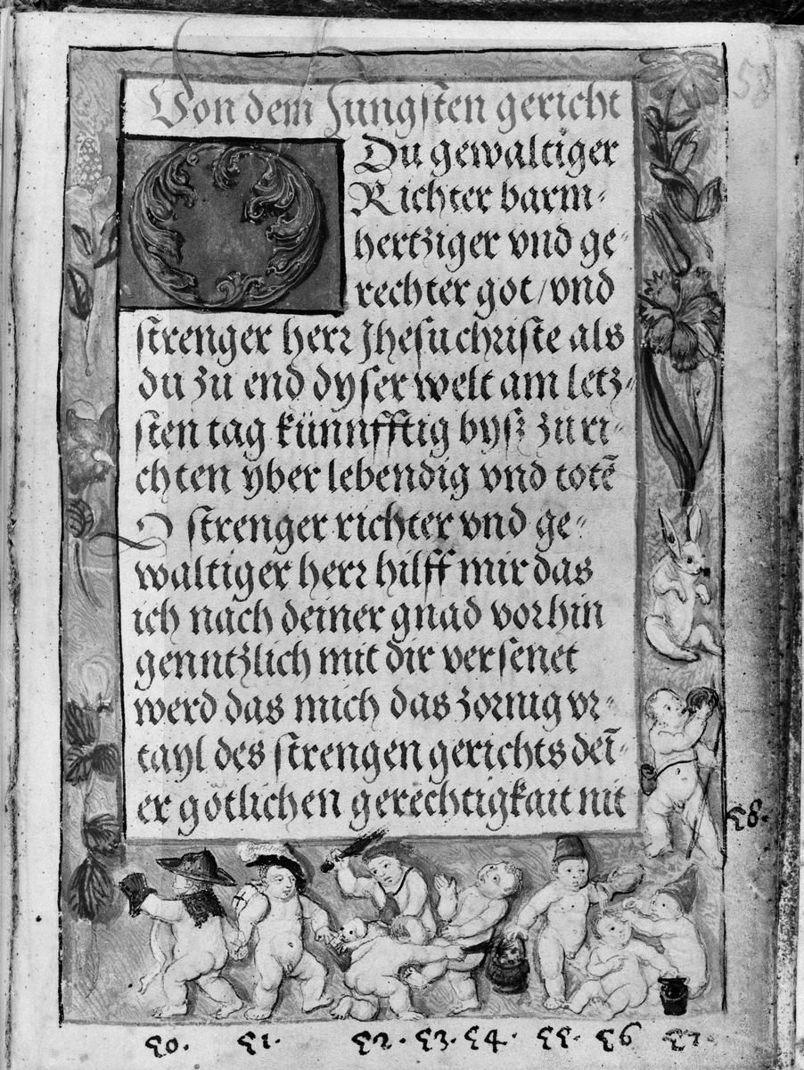 Gebetbuch des Matthäus Schwarz. Randleisten: Architekturmotive