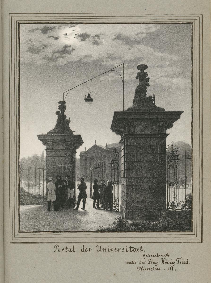 Portal der Universitaet. gezeichnet unter der Reg: König Fried. Wilhelm III.