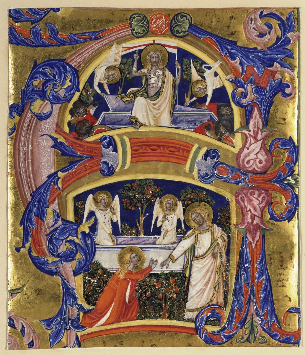 Initiale P mit der Himmelfahrt Christi
