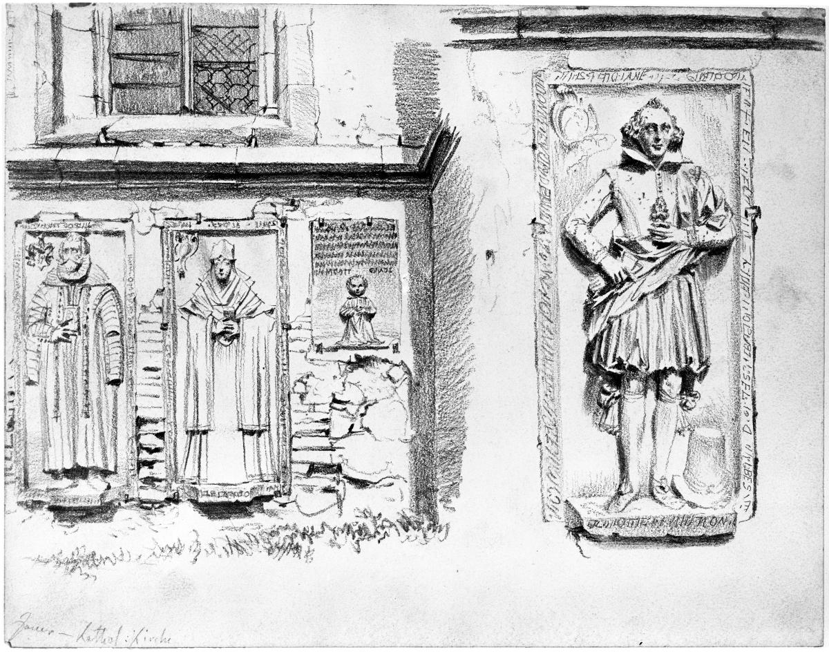 Wandgrabmale an der katholischen Pfarrkirche St. Martin in Jauer