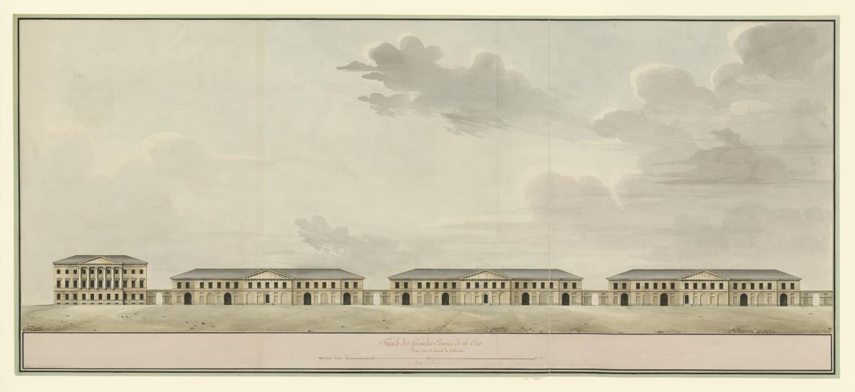 Sankt Petersburg, Grandes Ecuries de la Cour, Marstall, Aufriss der Fassade