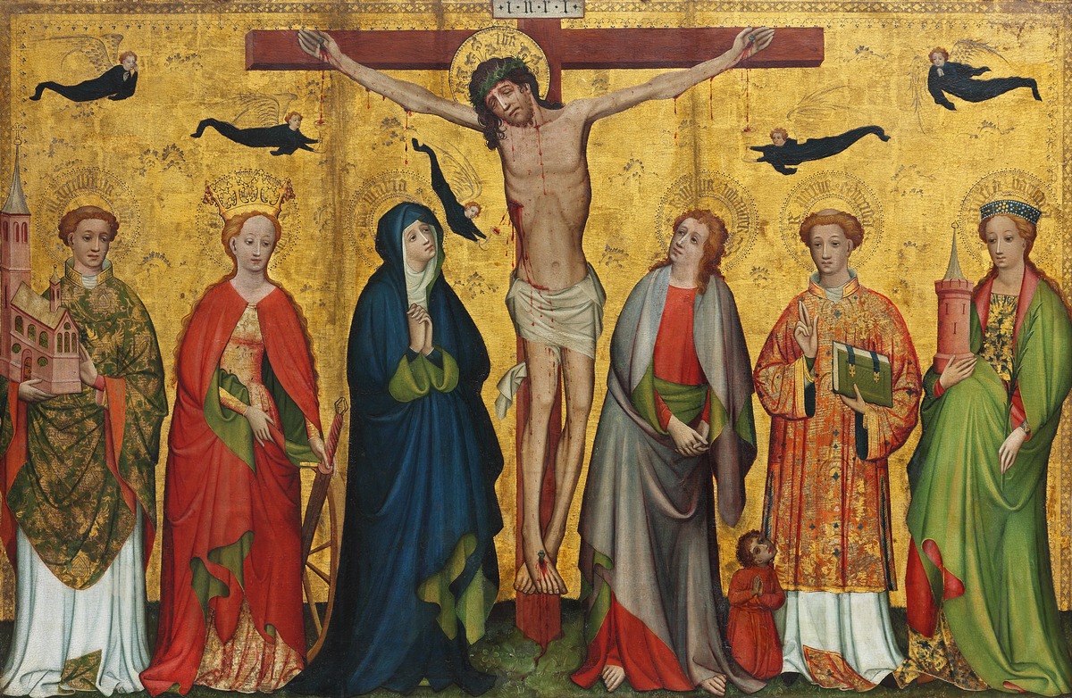 Christus am Kreuz mit Heiligen