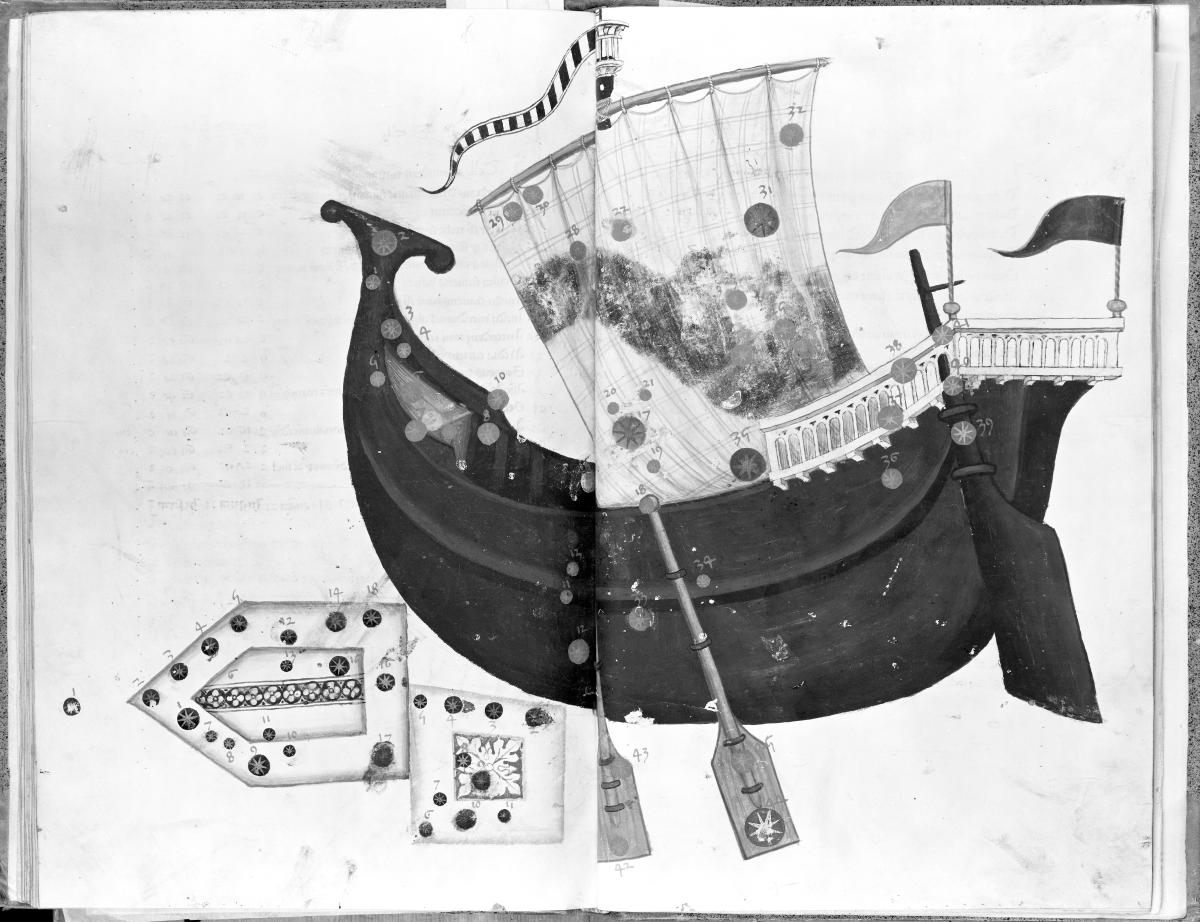 Das Schiff Argo. in: Ptolemäus. Catalogus fixarum stellarum (Alfonsinische Tafeln)