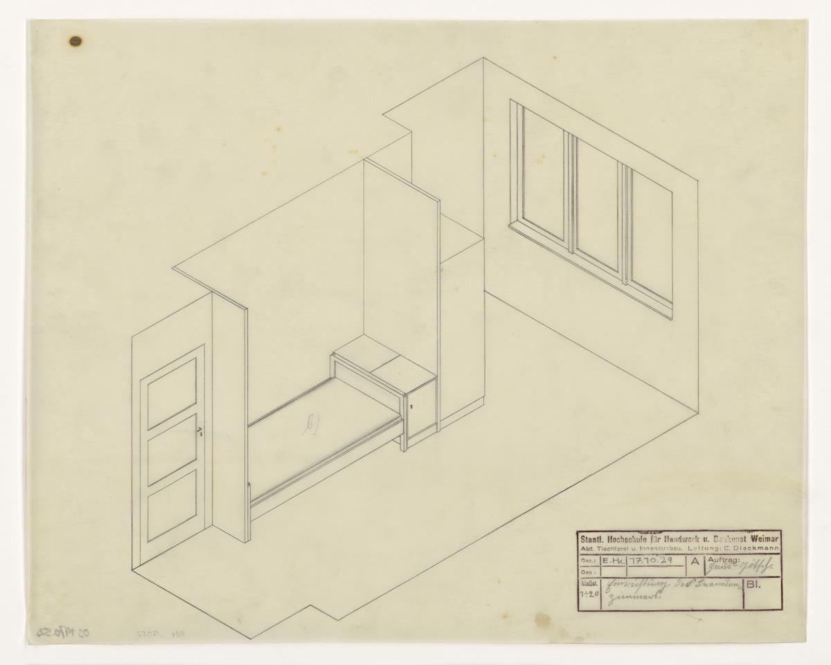 Gästezimmer, Aufsicht, Auftrag Götsch, Musikheim (Möbelentwürfe, Wohnräume)